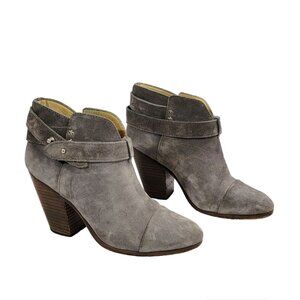 Rag & Bone Womens Boots Suede Narrow Pointed Toes Buckled Rustic Gray Size 37